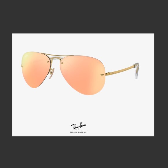 Ray-Ban High Street Mirrored Rimless Aviators - Picture 1 of 7